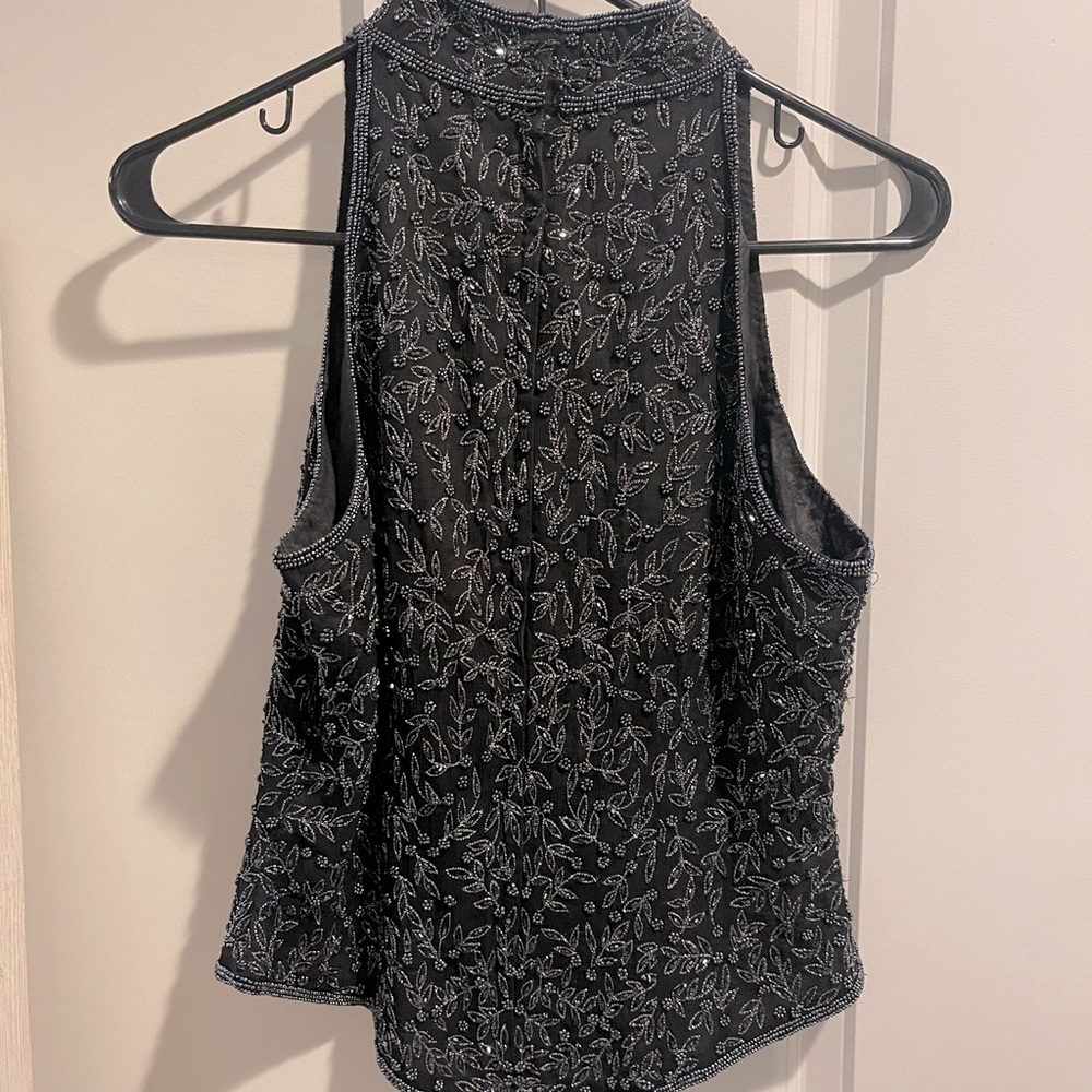 Black Beaded Evening Wear Top by Papell - Vintage - Picture 4 of 5